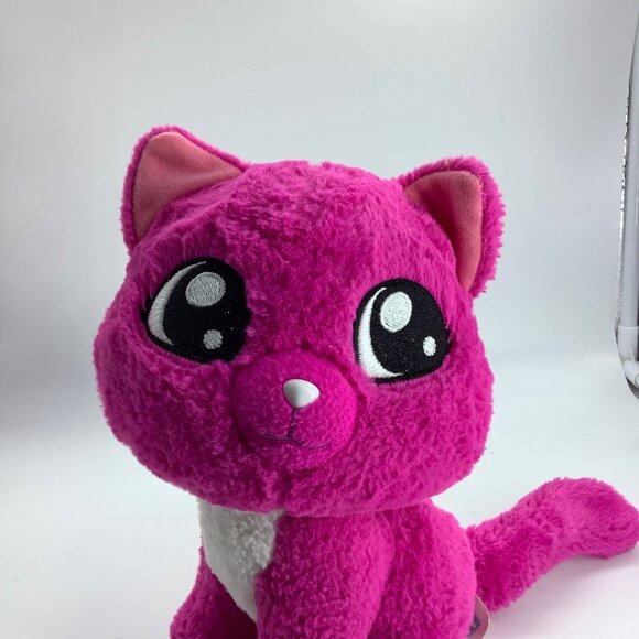 Tic Tac Toy Stuffed Cat Bright Pink 9" Plush Soft Toy Fuchsia Kitty Kitten 8" - Picture 3 of 8